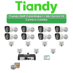 Tiandy 15 Camera 2MP IP CCTV Combo Kit | ColorMaker + Mic | 20CH NVR | 1×4TB HDD