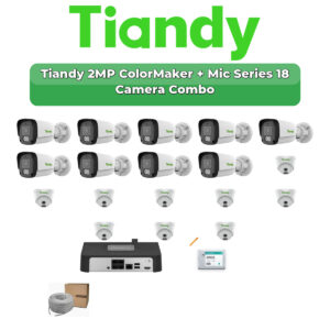 Tiandy 18 Camera 2MP IP CCTV Combo Kit | ColorMaker + Mic | 20CH NVR | 1×4TB + 1×2TB HDD
