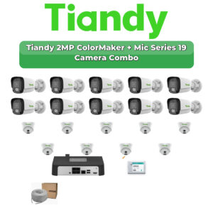 Tiandy 19 Camera 2MP IP CCTV Combo Kit | ColorMaker + Mic | 20CH NVR | 1×4TB + 1×2TB HDD