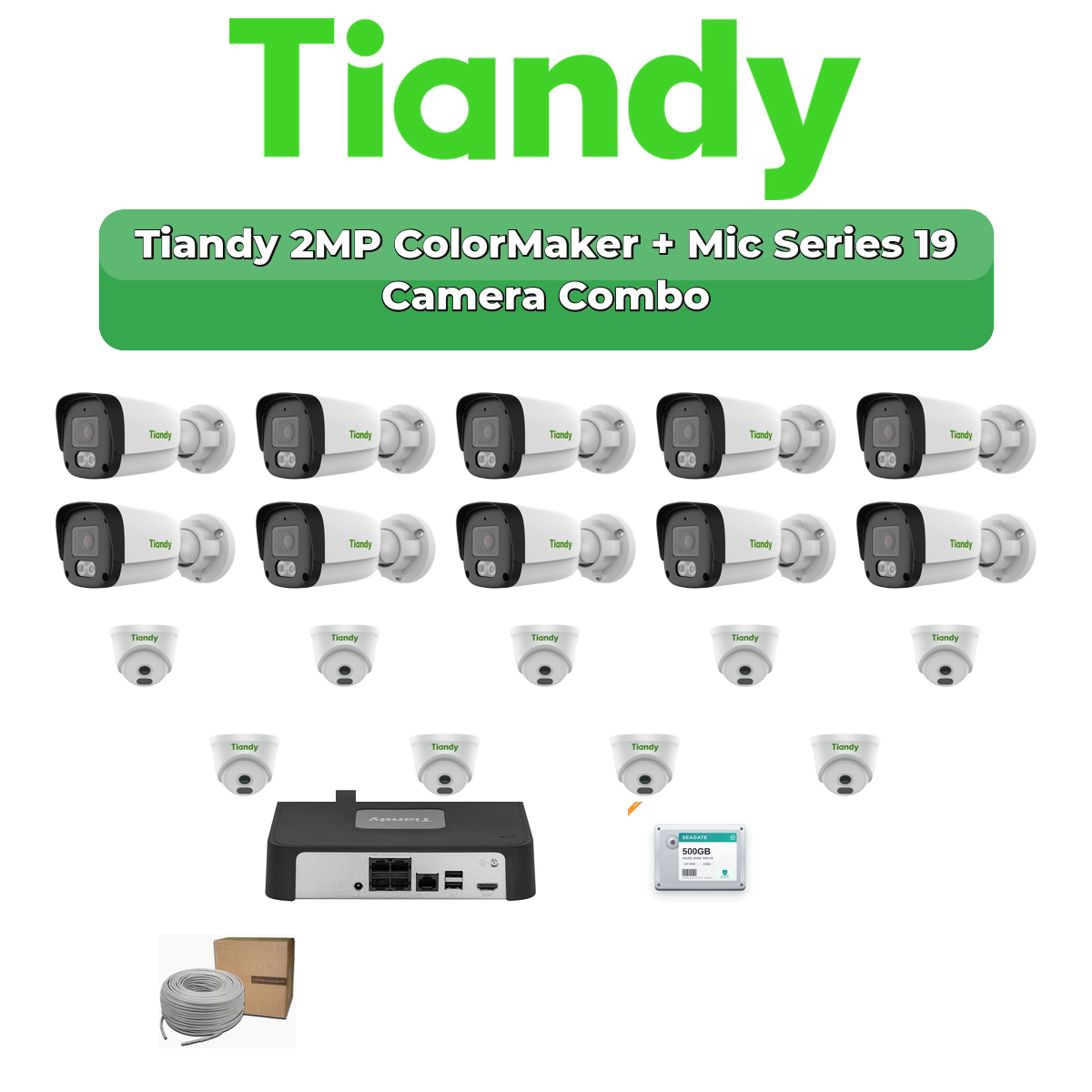 Tiandy 19 Camera 2MP IP CCTV Combo Kit | ColorMaker + Mic | 20CH NVR | 1Γ4TB + 1Γ2TB HDD 1 Tiandy 19 Camera 2MP IP CCTV Combo Kit | ColorMaker + Mic | 20CH NVR | 1Γ4TB + 1Γ2TB HDD