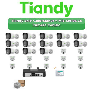 Tiandy 25 Camera 2MP IP CCTV Combo Kit | ColorMaker + Mic | 32CH NVR | 1×4TB + 1×6TB HDD