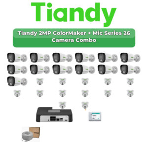 Tiandy 26 Camera 2MP IP CCTV Combo Kit | ColorMaker + Mic | 32CH NVR | 1×4TB + 1×6TB HDD