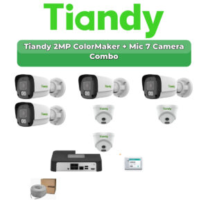 Tiandy 7 Camera 2MP IP CCTV Combo Kit | ColorMaker + Mic | 8CH NVR | 1TB HDD
