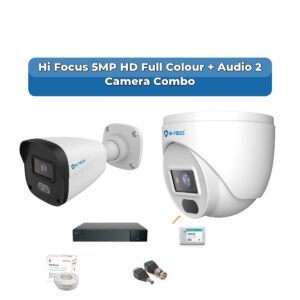 Hi Focus 2 Camera 5MP HD CCTV Combo Kit | Full Colour + Coaxial Audio | 4CH Recorder | 1×500GB HDD