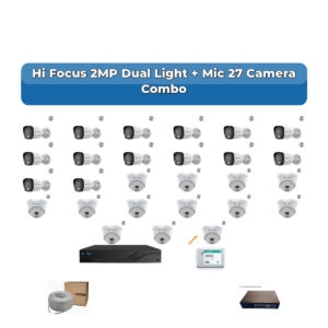 Hi Focus 27 Camera 2MP IP CCTV Combo Kit | Dual Light + Mic | 32CH Recorder | 1×4TB + 1×6TB HDD