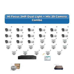 Hi Focus 29 Camera 2MP IP CCTV Combo Kit | Dual Light + Mic | 32CH Recorder | 2×6TB HDD
