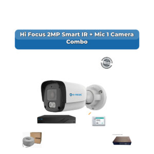 Hi Focus 1 Camera 2MP IP CCTV Combo Kit | Smart IR + Mic | 4CH Recorder | 1×500GB HDD
