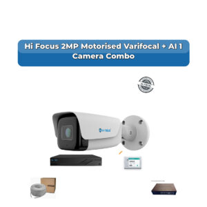 Hi Focus 1 Camera 2MP IP CCTV Combo Kit | Motorised Varifocal + AI + Mic | 4CH Recorder | 1×500GB HDD