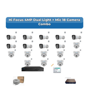 Hi Focus 18 Camera 4MP IP CCTV Combo Kit | Dual Light + Mic | 32CH Recorder | 1×4TB + 1×2TB HDD