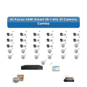 Hi Focus 31 Camera 4MP IP CCTV Combo Kit | Smart IR + Mic | 32CH Recorder | 2×6TB HDD