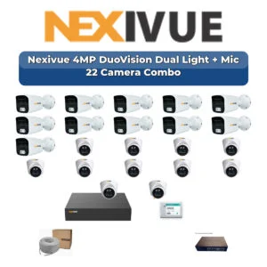 Nexivue 22 Camera 4MP IP CCTV Combo Kit | DuoVision Dual Light + Mic | 32CH NVR | 2×4TB HDD