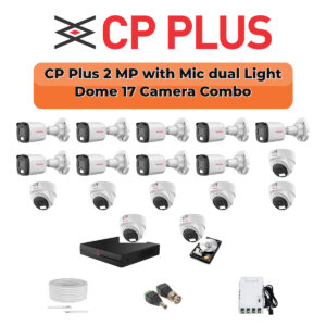 CP Plus 17 Camera 2.4MP HD CCTV Combo Kit | Dual Light + Mic | 32CH XVR / DVR | 1×4TB + 1×2TB HDD