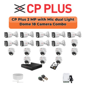CP Plus 18 Camera 2.4MP HD CCTV Combo Kit | Dual Light + Mic | 32CH XVR / DVR | 1×4TB + 1×2TB HDD