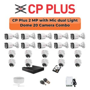 CP Plus 20 Camera 2.4MP HD CCTV Combo Kit | Dual Light + Mic | 32CH XVR / DVR | 1×4TB + 1×2TB HDD