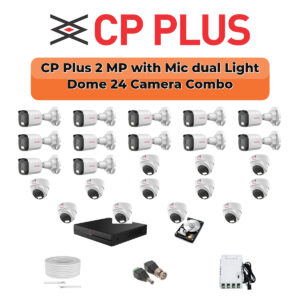 CP Plus 24 Camera 2.4MP HD CCTV Combo Kit | Dual Light + Mic | 32CH XVR / DVR | 2×4TB HDD