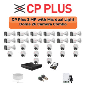 CP Plus 26 Camera 2.4MP HD CCTV Combo Kit | Dual Light + Mic | 32CH XVR / DVR | 1×4TB + 1×6TB HDD