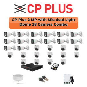 CP Plus 28 Camera 2.4MP HD CCTV Combo Kit | Dual Light + Mic | 32CH XVR / DVR | 1×4TB + 1×6TB HDD