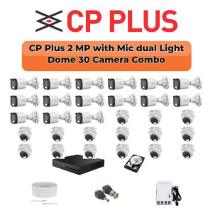 CP Plus 30 Camera 2.4MP HD CCTV Combo Kit | Dual Light + Mic | 32CH XVR / DVR | 2×6TB HDD