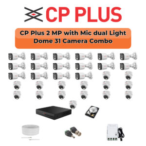 CP Plus 31 Camera 2.4MP HD CCTV Combo Kit | Dual Light + Mic | 32CH XVR / DVR | 2×6TB HDD