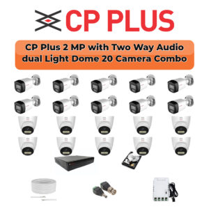 CP Plus 20 Camera 2.4MP HD CCTV Combo Kit | Two-Way Talk + Dual Light | 32CH XVR / DVR | 1×4TB + 1×2TB HDD