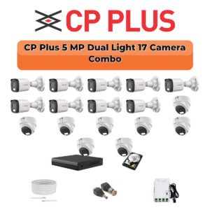CP Plus 17 Camera 5MP HD CCTV Combo Kit | Dual Light + Mic | 32CH XVR / DVR | 1×4TB + 1×2TB HDD