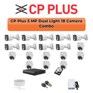 CP Plus 18 Camera 5MP HD CCTV Combo Kit | Dual Light + Mic | 32CH XVR / DVR | 1×4TB + 1×2TB HDD