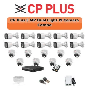 CP Plus 19 Camera 5MP HD CCTV Combo Kit | Dual Light + Mic | 32CH XVR / DVR | 1×4TB + 1×2TB HDD