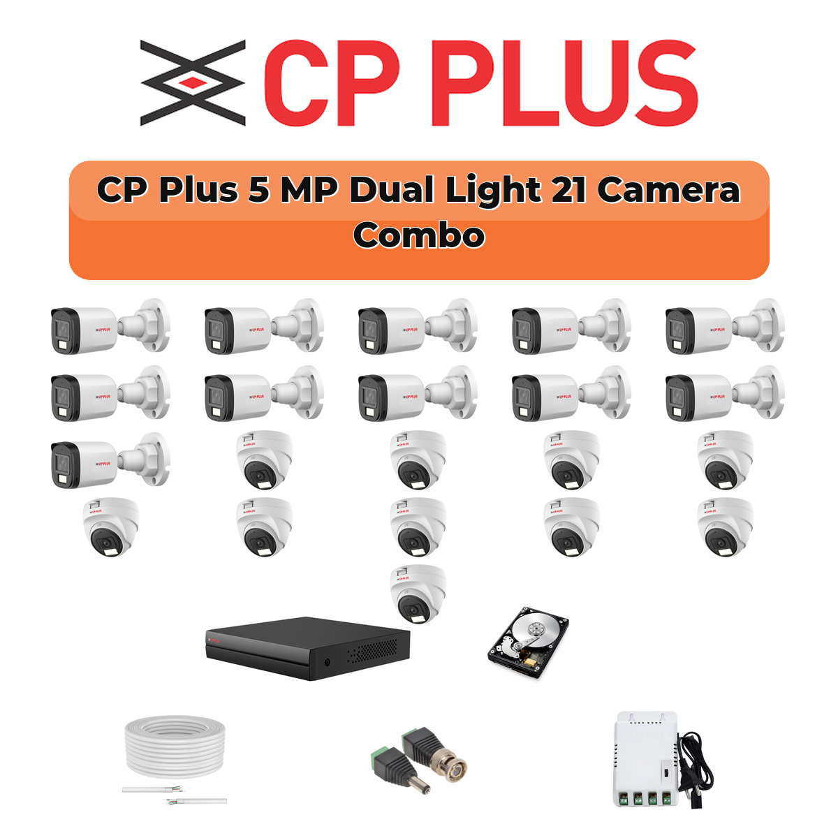 CP Plus 21 Camera 5MP HD CCTV Combo Kit | Dual Light + Mic | 32CH XVR / DVR | 2ร4TB HDD 1 CP Plus 21 Camera 5MP HD CCTV Combo Kit | Dual Light + Mic | 32CH XVR / DVR | 2ร4TB HDD