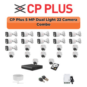 CP Plus 22 Camera 5MP HD CCTV Combo Kit | Dual Light + Mic | 32CH XVR / DVR | 2×4TB HDD