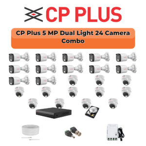 CP Plus 24 Camera 5MP HD CCTV Combo Kit | Dual Light + Mic | 32CH XVR / DVR | 2×4TB HDD