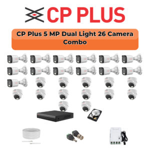 CP Plus 26 Camera 5MP HD CCTV Combo Kit | Dual Light + Mic | 32CH XVR / DVR | 1×4TB + 1×6TB HDD