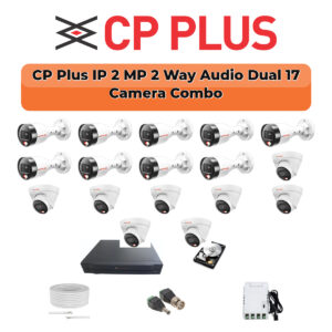 CP Plus 17 Camera 2MP IP CCTV Combo Kit | Two-Way Talk + Dual Light | 32CH NVR | 1×4TB + 1×2TB HDD