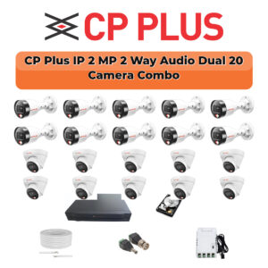 CP Plus 20 Camera 2MP IP CCTV Combo Kit | Two-Way Talk + Dual Light | 32CH NVR | 1×4TB + 1×2TB HDD