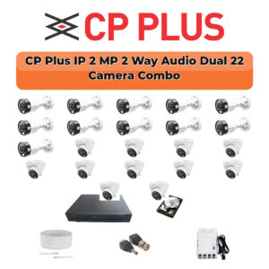 CP Plus 22 Camera 2MP IP CCTV Combo Kit | Two-Way Talk + Dual Light | 32CH NVR | 2×4TB HDD