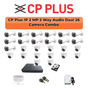 CP Plus 26 Camera 2MP IP CCTV Combo Kit | Two-Way Talk + Dual Light | 32CH NVR | 1×4TB + 1×6TB HDD