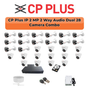 CP Plus 28 Camera 2MP IP CCTV Combo Kit | Two-Way Talk + Dual Light | 32CH NVR | 1×4TB + 1×6TB HDD