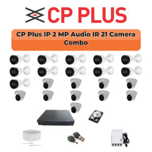 CP Plus 21 Camera 2MP IP CCTV Combo Kit | Smart IR + Mic | 32CH NVR | 2×4TB HDD
