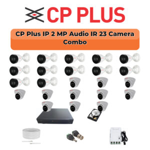 CP Plus 23 Camera 2MP IP CCTV Combo Kit | Smart IR + Mic | 32CH NVR | 2×4TB HDD