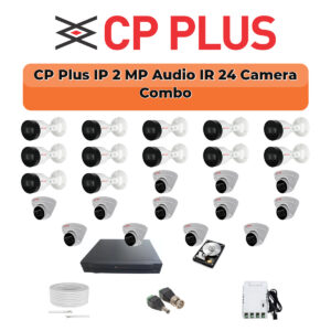 CP Plus 24 Camera 2MP IP CCTV Combo Kit | Smart IR + Mic | 32CH NVR | 2×4TB HDD