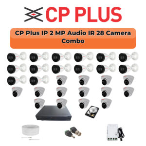 CP Plus 28 Camera 2MP IP CCTV Combo Kit | Smart IR + Mic | 32CH NVR | 1×4TB + 1×6TB HDD