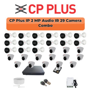 CP Plus 29 Camera 2MP IP CCTV Combo Kit | Smart IR + Mic | 32CH NVR | 2×6TB HDD