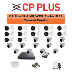 CP Plus 24 Camera 4MP IP CCTV Combo Kit | Smart IR + WDR + Mic | 32CH NVR | 2×4TB HDD