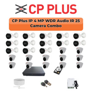 CP Plus 25 Camera 4MP IP CCTV Combo Kit | Smart IR + WDR + Mic | 32CH NVR | 1×4TB + 1×6TB HDD