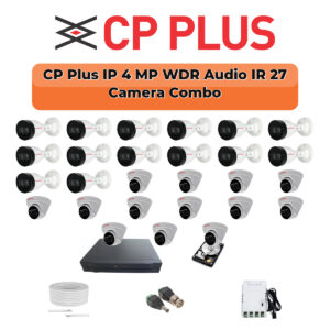 CP Plus 27 Camera 4MP IP CCTV Combo Kit | Smart IR + WDR + Mic | 32CH NVR | 1×4TB + 1×6TB HDD