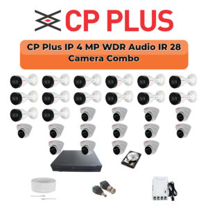 CP Plus 28 Camera 4MP IP CCTV Combo Kit | Smart IR + WDR + Mic | 32CH NVR | 1×4TB + 1×6TB HDD