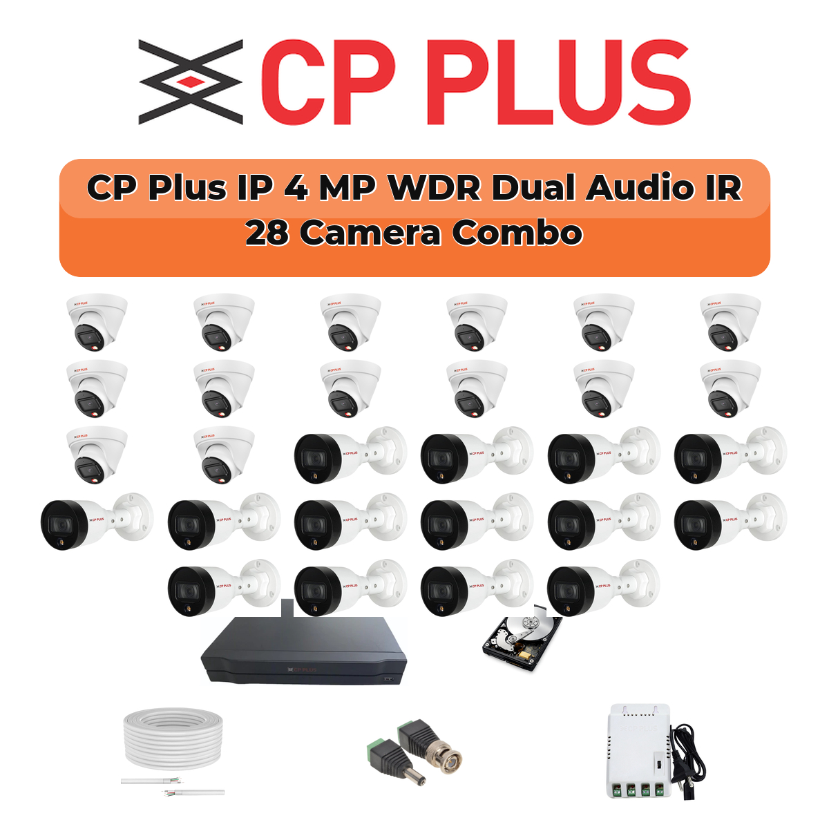 CP Plus 28 Camera 4MP IP CCTV Combo Kit | Dual Light + WDR + Mic | 32CH NVR | 1×4TB + 1×6TB HDD 1 CP Plus 28 Camera 4MP IP CCTV Combo Kit | Dual Light + WDR + Mic | 32CH NVR | 1×4TB + 1×6TB HDD