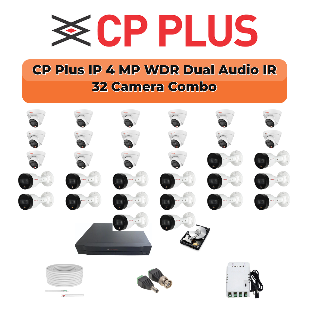 CP Plus 32 Camera 4MP IP CCTV Combo Kit | Dual Light + WDR + Mic | 32CH NVR | 2ร6TB HDD 1 CP Plus 32 Camera 4MP IP CCTV Combo Kit | Dual Light + WDR + Mic | 32CH NVR | 2ร6TB HDD