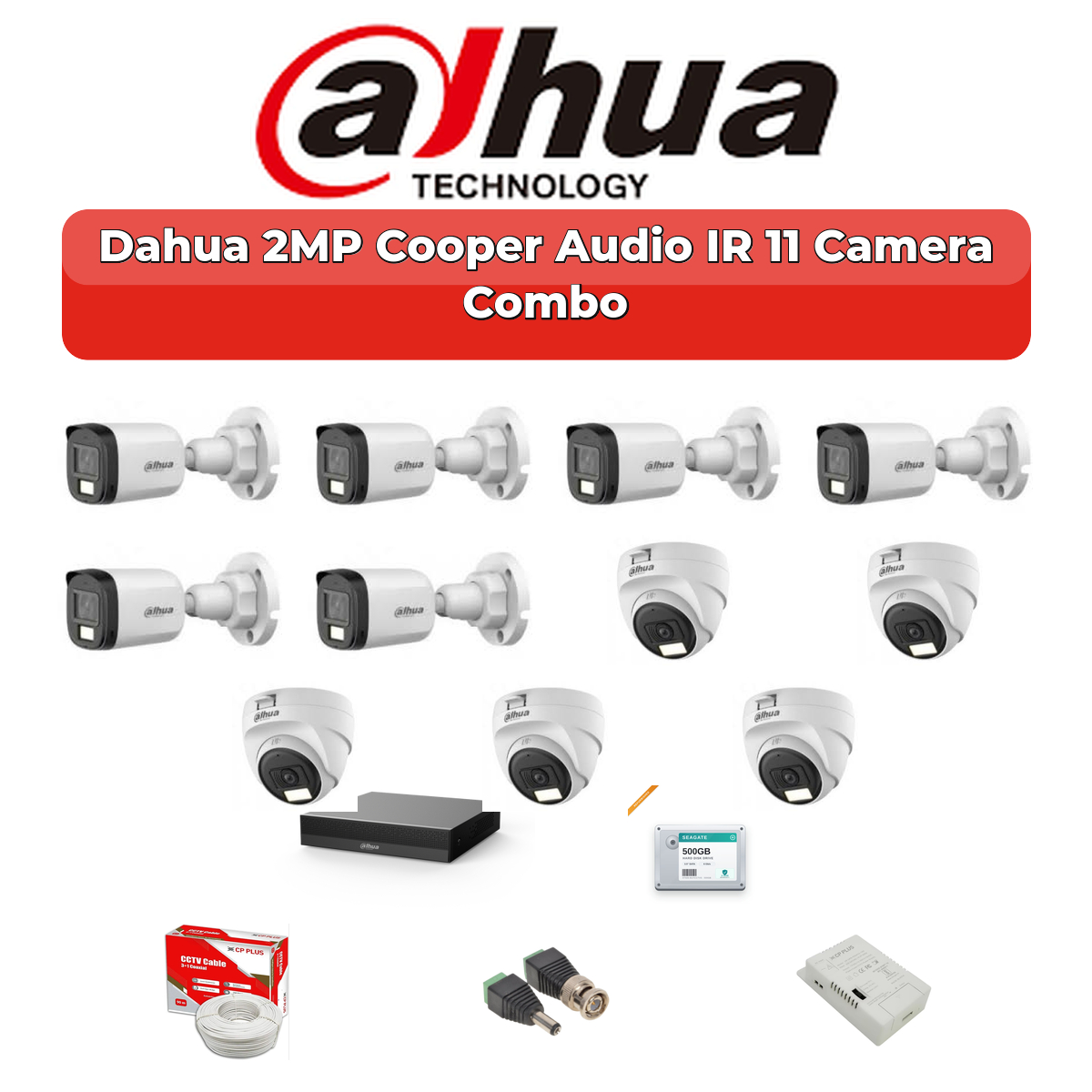 Dahua 11 Camera 2MP HD Combo Kit | Built-in Mic | 16CH XVR | 2TB HDD 1 Dahua 11 Camera 2MP HD Combo Kit | Built-in Mic | 16CH XVR | 2TB HDD
