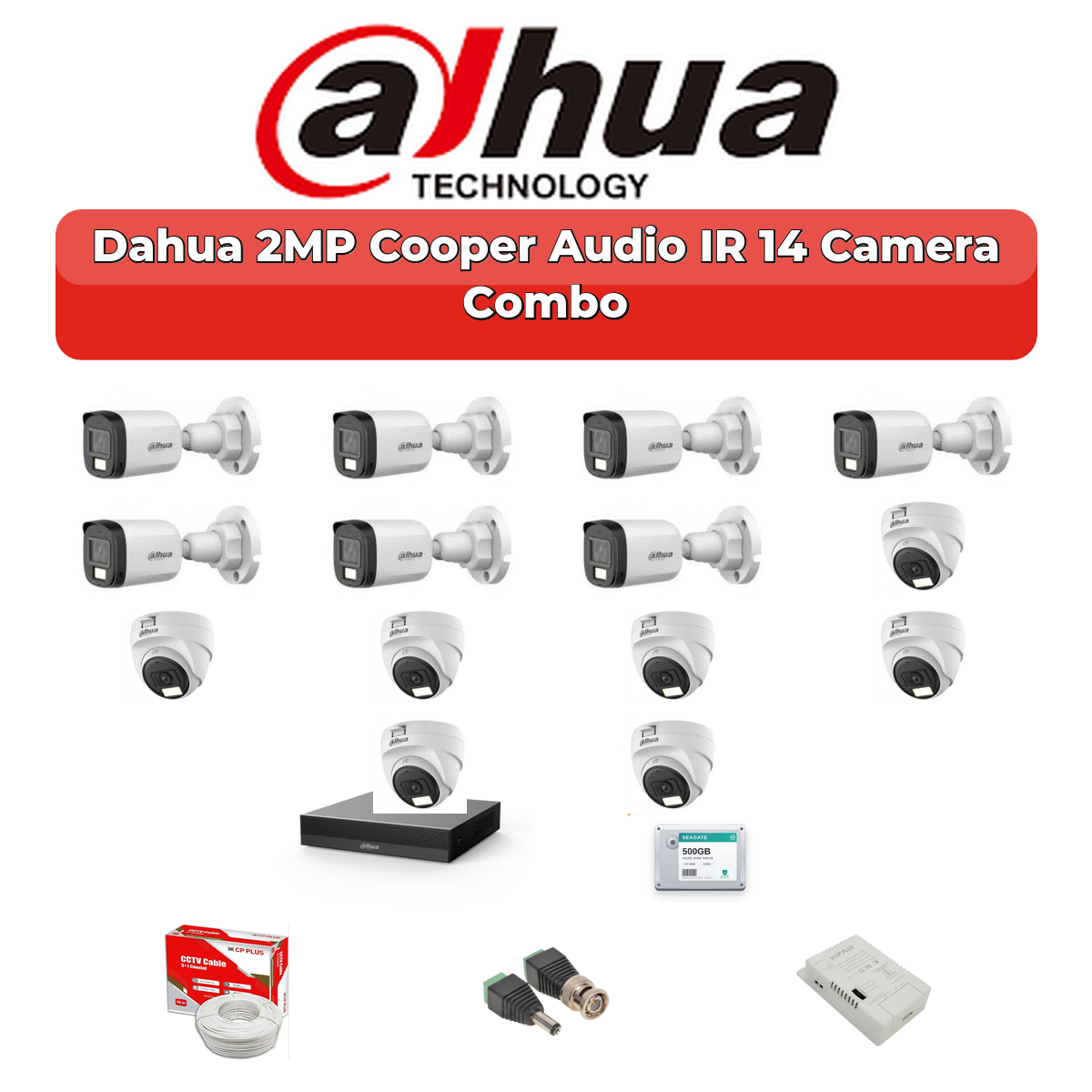 Dahua 14 Camera 2MP HD Combo Kit | Built-in Mic | 16CH XVR | 4TB HDD 1 Dahua 14 Camera 2MP HD Combo Kit | Built-in Mic | 16CH XVR | 4TB HDD