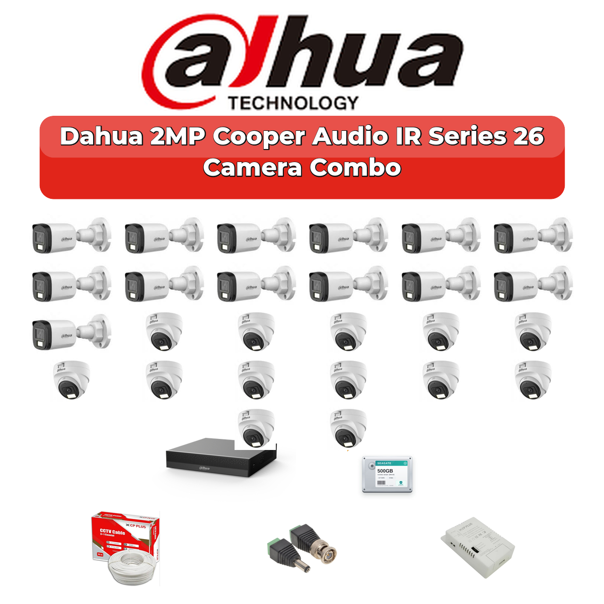 Dahua 26 Camera 2MP HD Combo Kit | Built-in Mic | 32CH XVR | 1ร4TB + 1ร6TB HDD 1 Dahua 26 Camera 2MP HD Combo Kit | Built-in Mic | 32CH XVR | 1ร4TB + 1ร6TB HDD